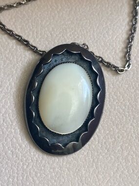 Native American Navajo L Tso designer Sterling Silver necklace